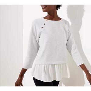 Ann Taylor Loft Media Sweater Size S Gray & White